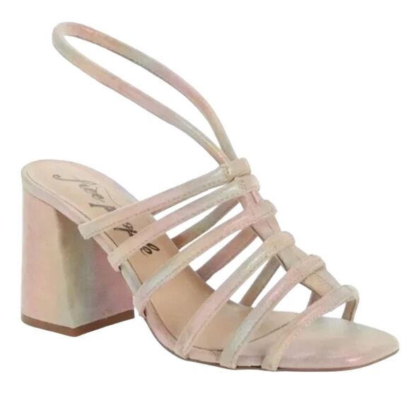 Free People Colette Cinched Heel Sandals In Rainbow Metallic - Picture 1 of 12